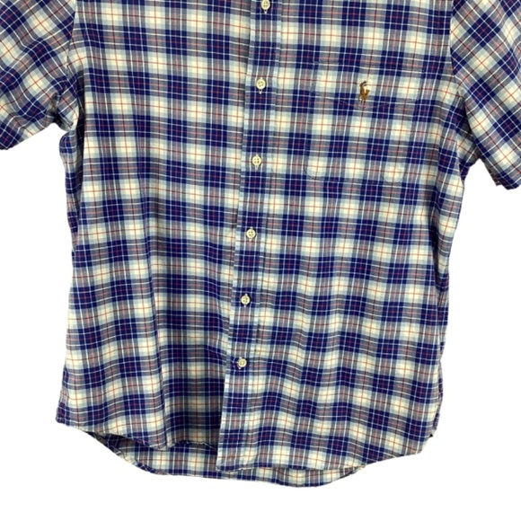 Ralph Lauren Blue Label Blue Plaid Shirt Size Medium Button‎ Down Short Sleeve - Picture 4 of 9